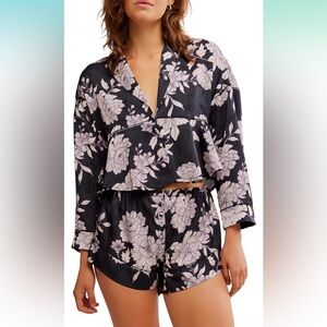 NWT Free People Women's Beauty Sleep Pajama Set in Dusk Combo